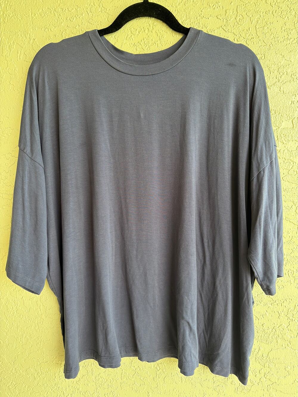 Eileen Fisher T-Shirt Womens XL Blue Drop Shoulders Stretch Boxy Oversized Tee